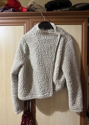 Bej Peluş Detaylı Midi Kadın Ceket - Görsel 2