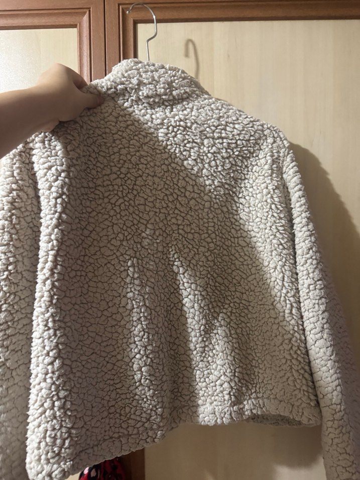 Bej Peluş Detaylı Midi Kadın Ceket - Görsel 4