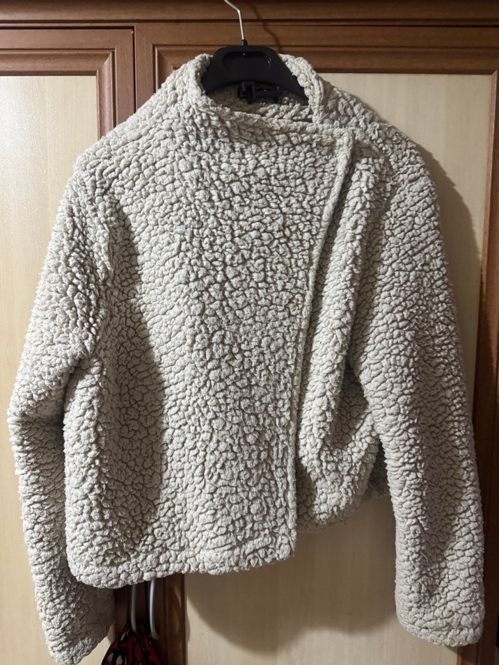 Bej Peluş Detaylı Midi Kadın Ceket - Görsel 3