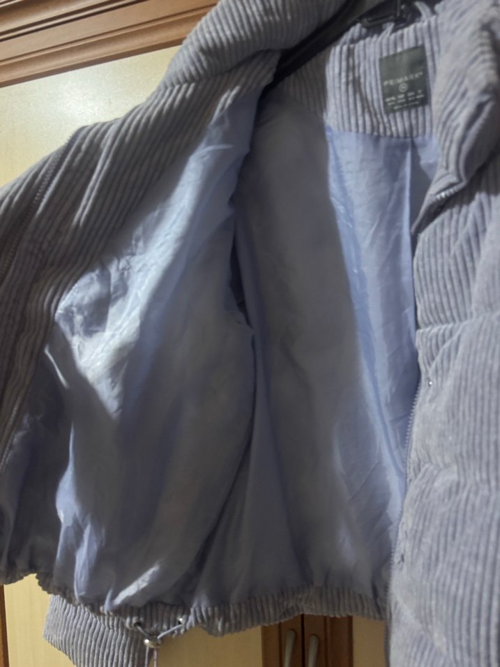 Mavi Kadın Kısa Mont, Düğmeli fermuarlı , Sade - Görsel 2