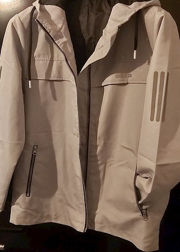 Gri Adidas Fermuarlı Erkek Yağmurluk - Görsel 7
