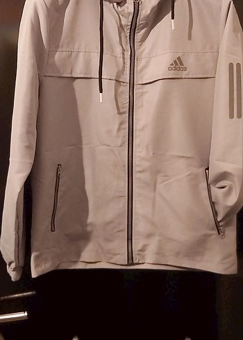 Gri Adidas Fermuarlı Erkek Yağmurluk - Görsel 2