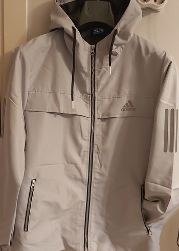 Gri Adidas Fermuarlı Erkek Yağmurluk - Görsel 5