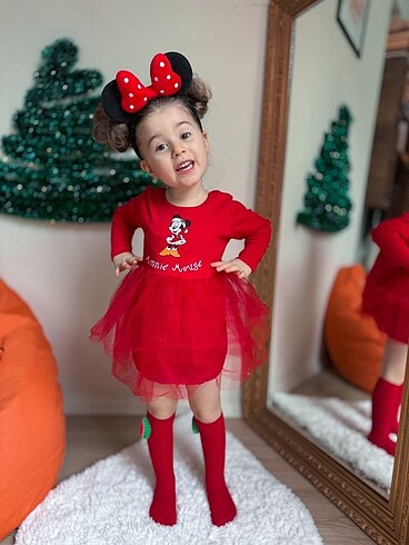 4 Yaş Beden kırmızı Renk Zara Minnie Tüllü Tütü yeni yıl elbise