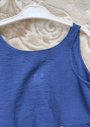 9 Yaş Beden lacivert Renk Kız çocuk Lacivert Keten Bohem Uzun Tulum