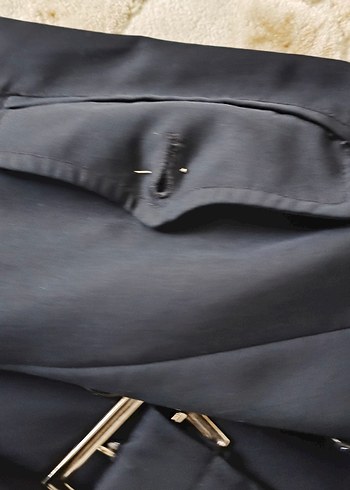 Diğer Lacivert Uzun Düğmeli Kadın Trençkot
