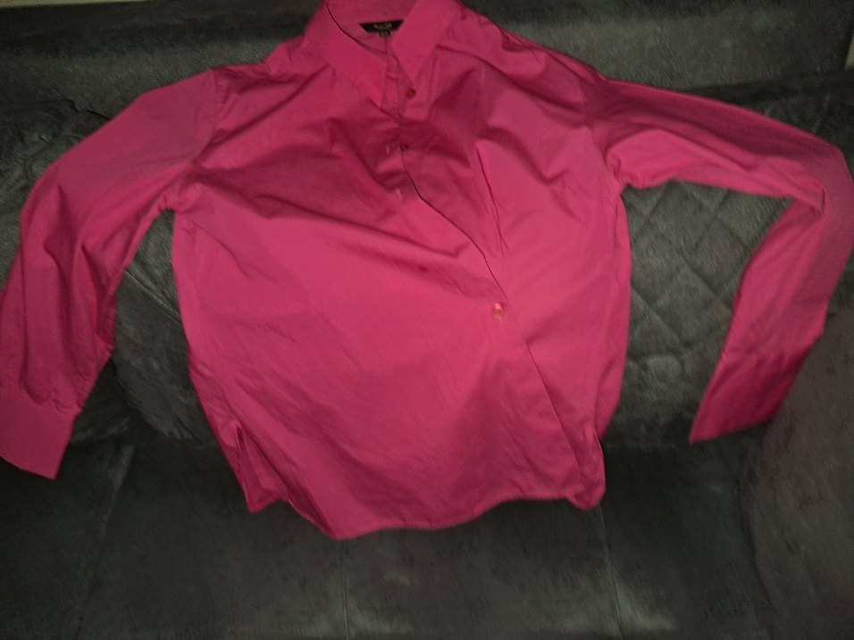 Düğmeli Pembe Keten Gömlek - Görsel 2