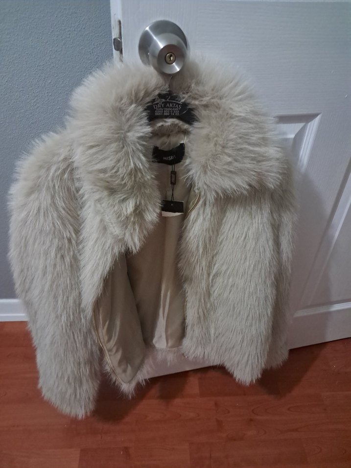 Gri Kürk Detaylı Kadın Suni Kürk Ceket - Görsel 2