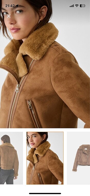 s Beden kahverengi Renk Stradivarius biker ceket