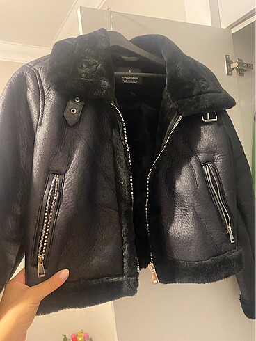 Stradivarius İçi kürklü biker mont Stradivarius