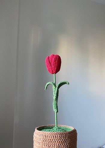 El Örgüsü Kırmızı Lale Süs Çiçeği - Görsel 2