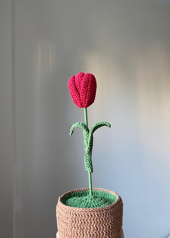 El Örgüsü Kırmızı Lale Süs Çiçeği - Görsel 5