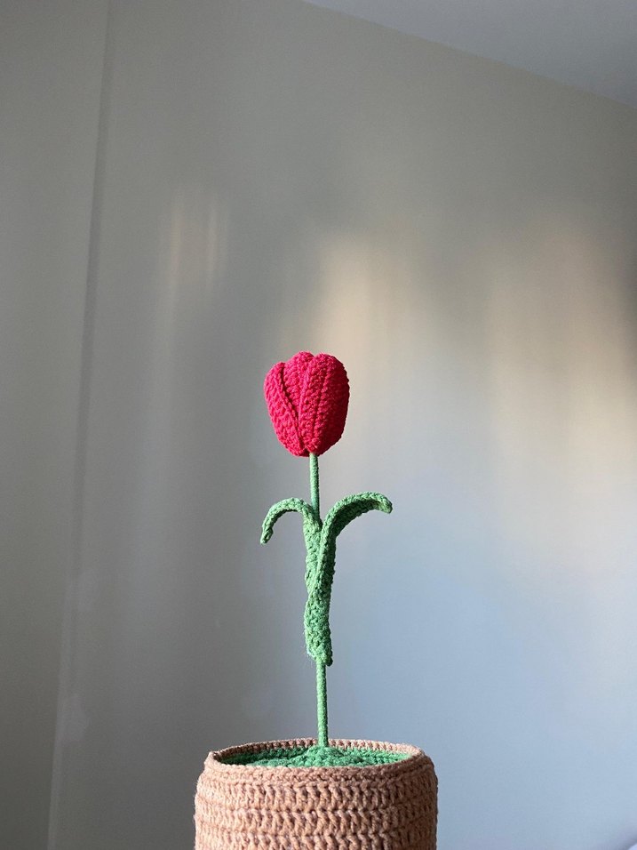 El Örgüsü Kırmızı Lale Süs Çiçeği - Görsel 3