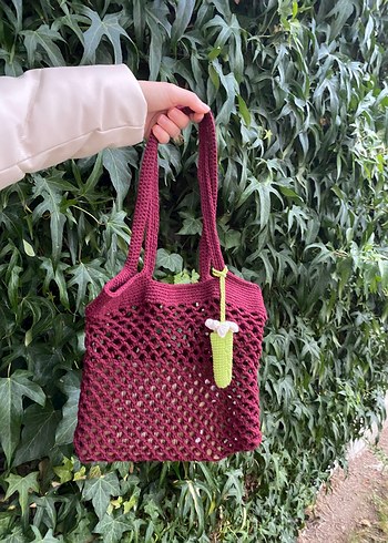 Dantel Detaylı Örgü Bohem Kadın Çantası - Görsel 4