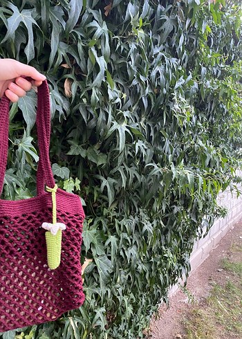 Dantel Detaylı Örgü Bohem Kadın Çantası - Görsel 8