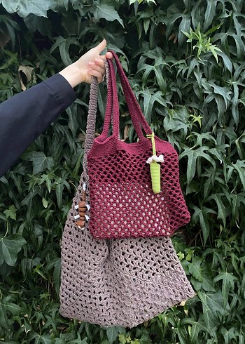 Dantel Detaylı Örgü Bohem Kadın Çantası - Görsel 3