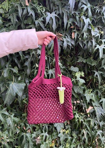 Dantel Detaylı Örgü Bohem Kadın Çantası - Görsel 9