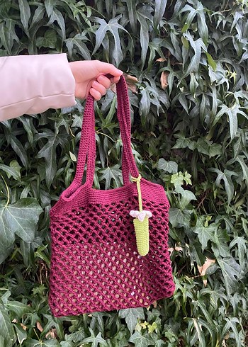 Dantel Detaylı Örgü Bohem Kadın Çantası - Görsel 7