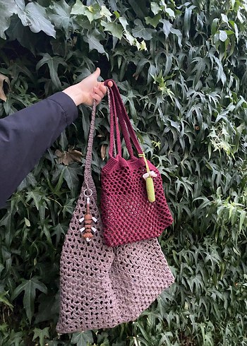 Dantel Detaylı Örgü Bohem Kadın Çantası - Görsel 2