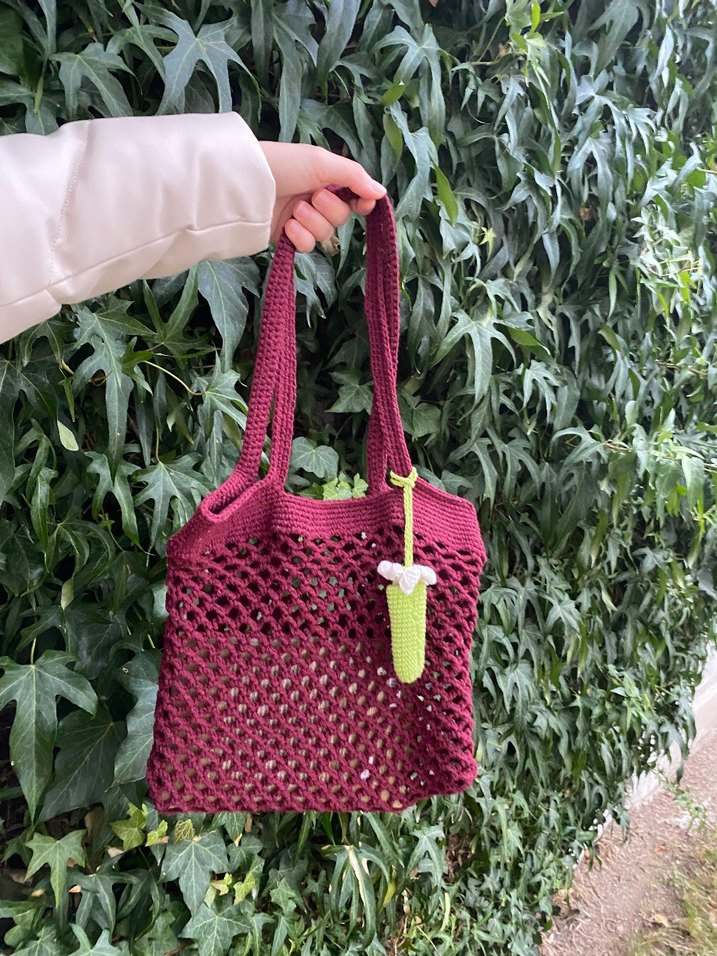 Dantel Detaylı Örgü Bohem Kadın Çantası - Görsel 4