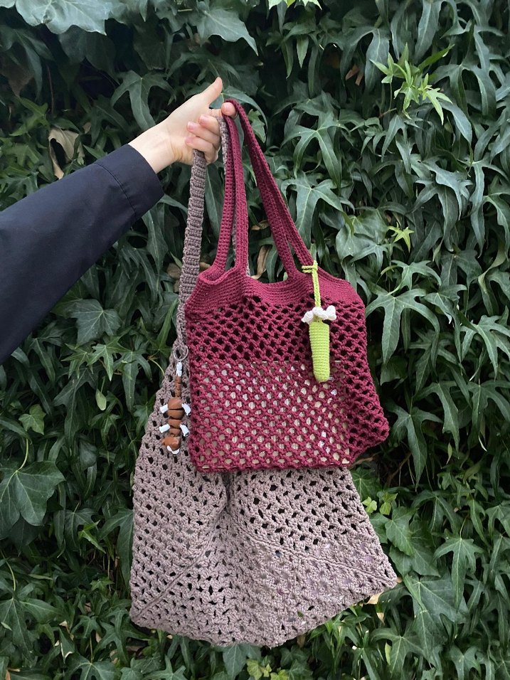 Dantel Detaylı Örgü Bohem Kadın Çantası - Görsel 3