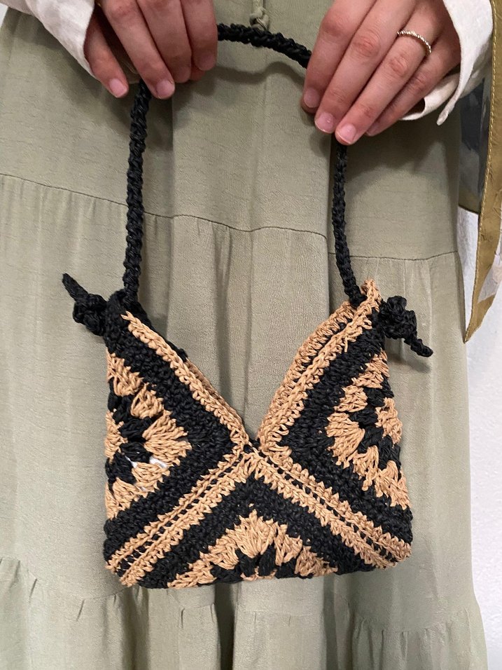 Bohem Etnik Desenli Örgü Kadın Çanta - Görsel 3