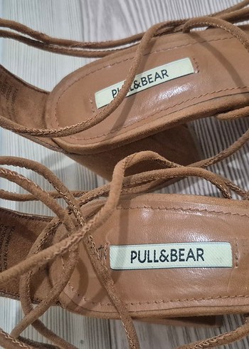 Pull and Bear taba rengi pull and bear ipli bağcıklı sandalet