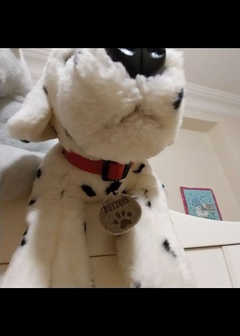 Beyaz Benekli Peluş Köpek Oyuncak - Görsel 5