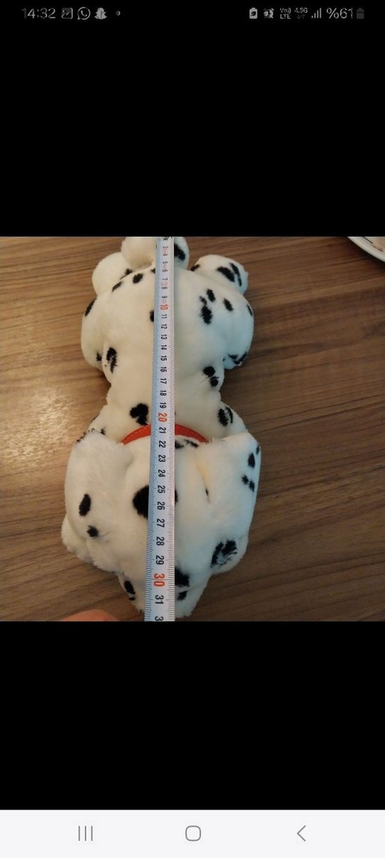 Beyaz Benekli Peluş Köpek Oyuncak - Görsel 4