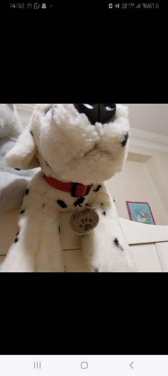 Beyaz Benekli Peluş Köpek Oyuncak - Görsel 5