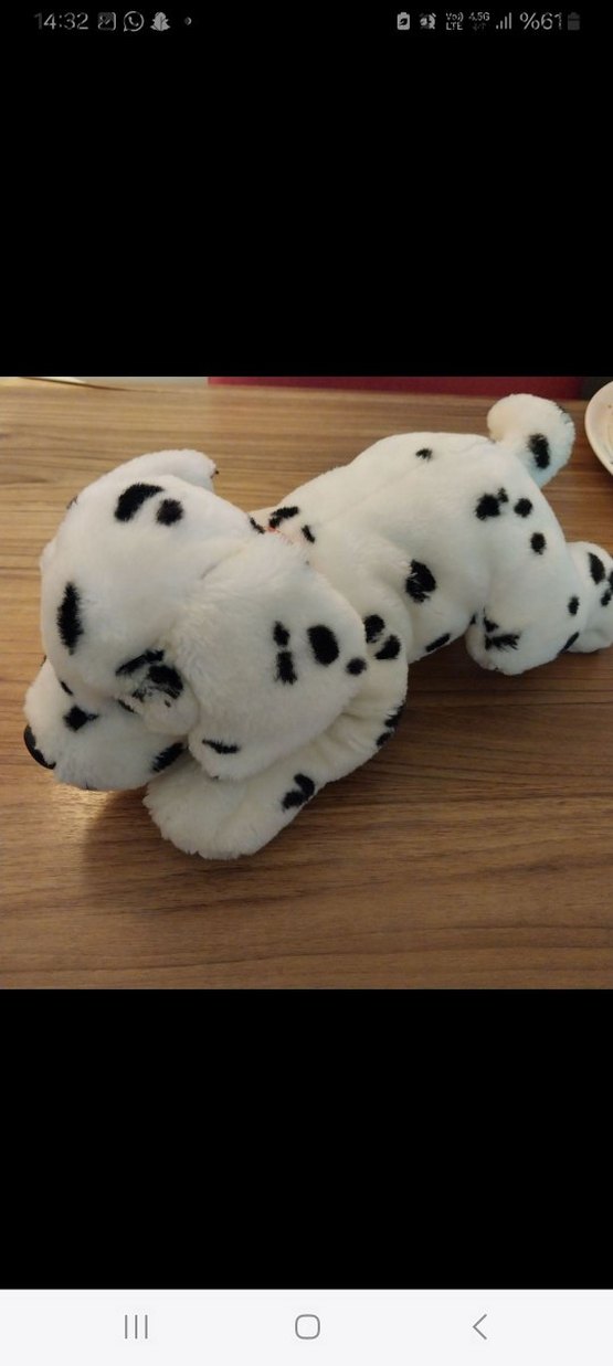 Beyaz Benekli Peluş Köpek Oyuncak - Görsel 2