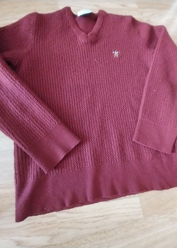 Bordo V Yakalı Erkek Triko Kazak - Görsel 2