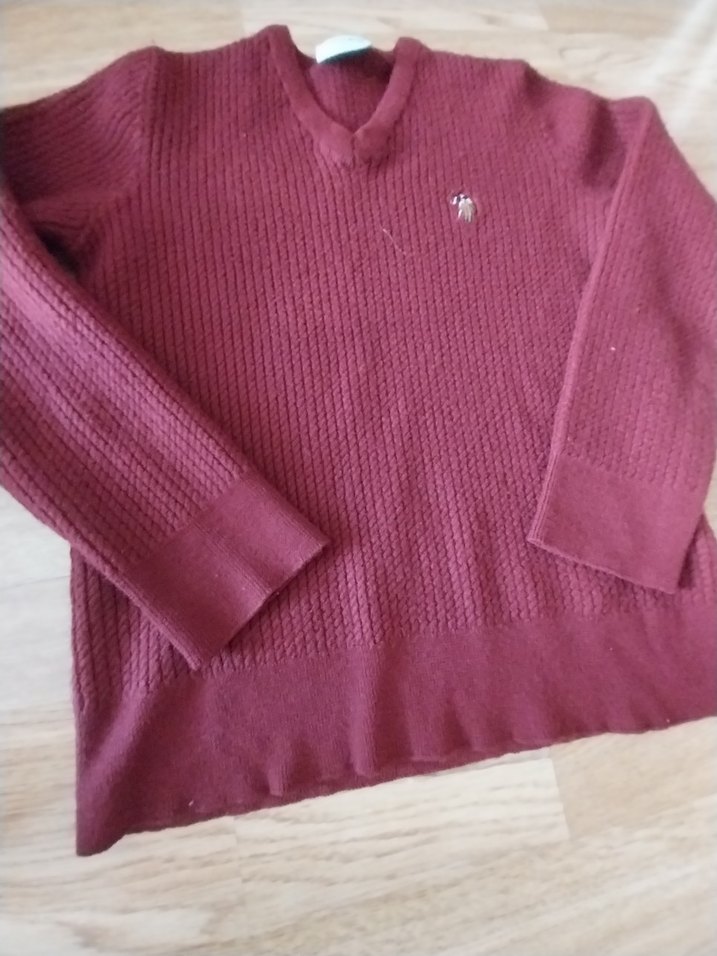 Bordo V Yakalı Erkek Triko Kazak - Görsel 2