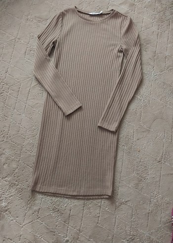 Bej Uzun Kollu Triko Elbise small kislik - Görsel 8