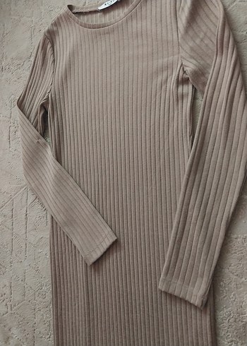 Bej Uzun Kollu Triko Elbise small kislik - Görsel 5