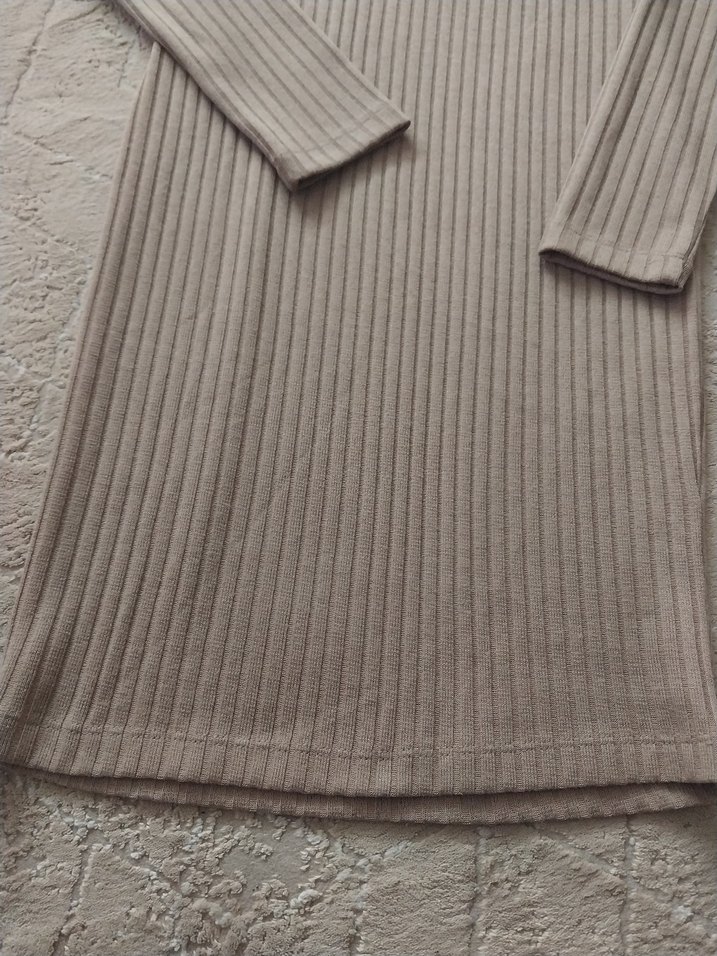 Bej Uzun Kollu Triko Elbise small kislik - Görsel 2