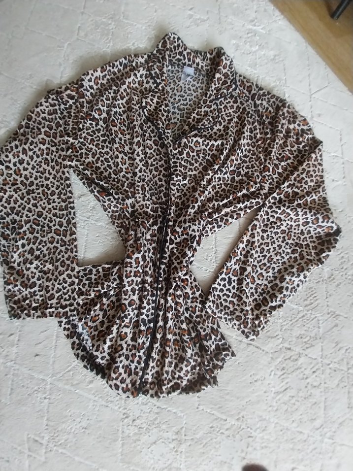 Bohem Tarz Kahverengi Leopar Desenli pijama sıfır paketli ürün - Görsel 3