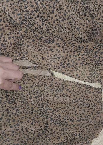 Bohem Leopar Desenli Mini Elbise small - Görsel 7