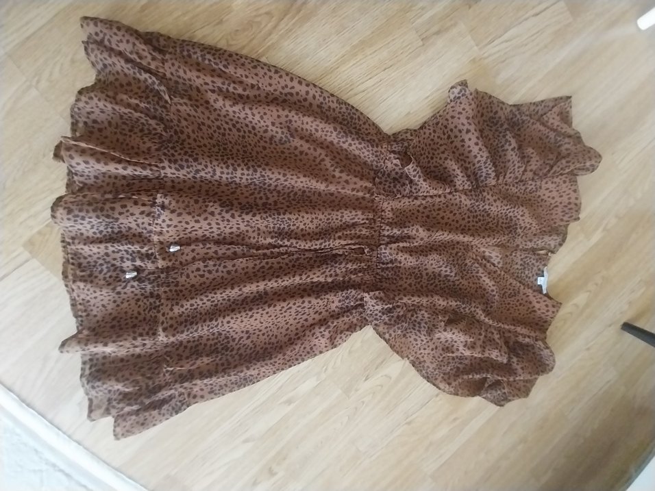 Bohem Leopar Desenli Mini Elbise small - Görsel 3