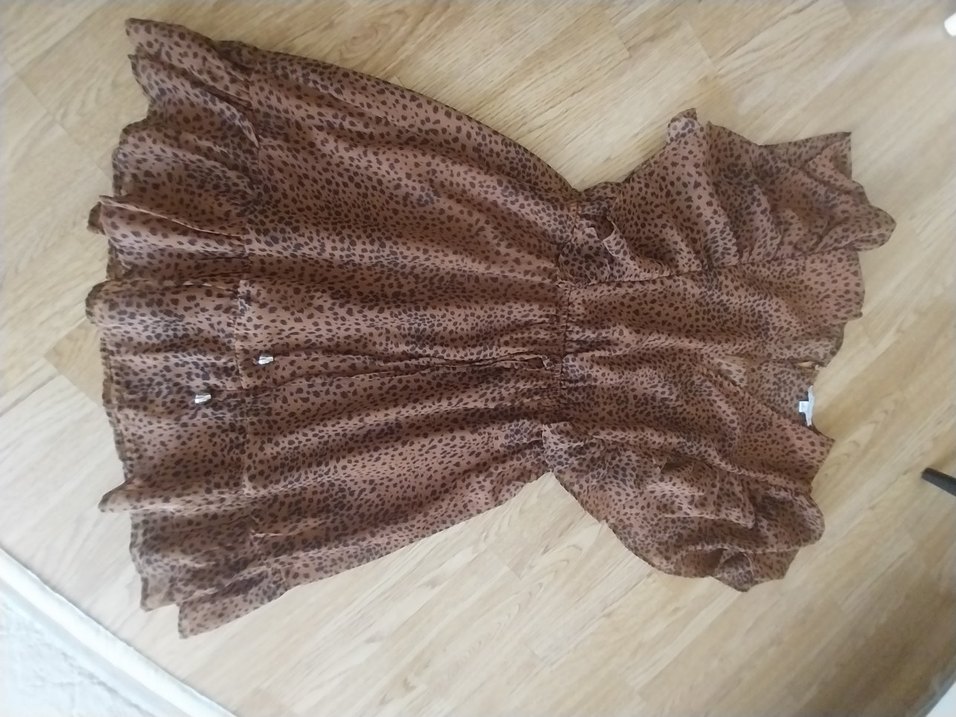 Bohem Leopar Desenli Mini Elbise small - Görsel 4