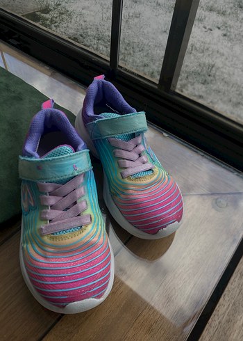 Kız Çocuk Bağcıklı ve Cırtlı Renkli Spor Ayakkabı - Görsel 2