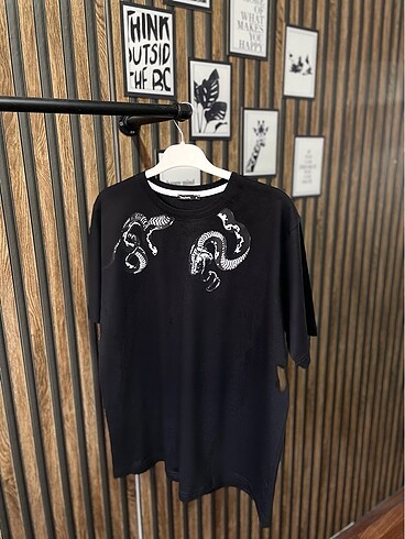 Diğer Unisex yılan desenli oversize tişört