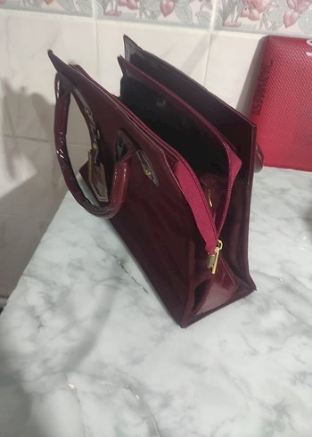 Zara Fermuarlı Bordo Süet Kadın Çanta