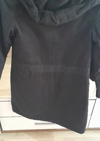 Fermuarlı ve Düğmeli Siyah Midi Street Style kaban - Görsel 4