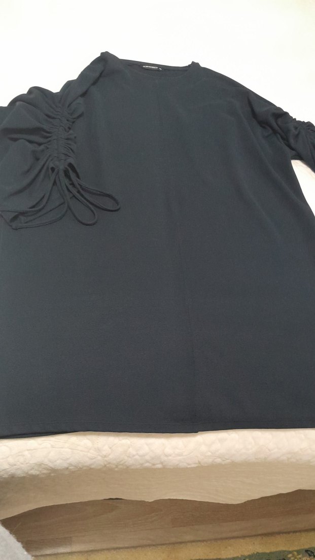 Drapeli Siyah Hamile Tunik - Görsel 2