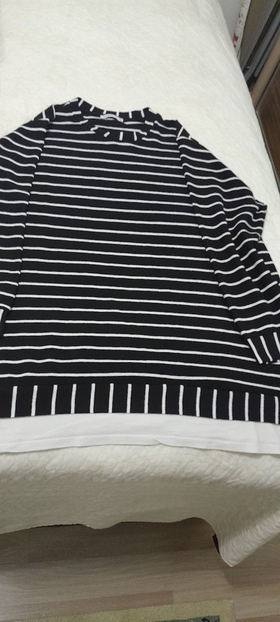 Kadın Siyah Çizgili Uzun Kollu Triko - Görsel 2