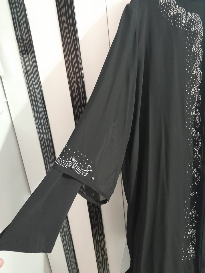 Siyah Nakışlı Uzun Kollu Gotik Elbise - Görsel 4