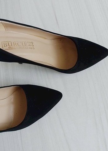 36 Beden Siyah Süet Stiletto Kadın Topuklu Ayakkabı