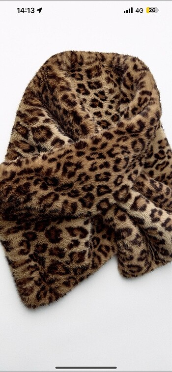 Zara leopar desenli kürk atkı