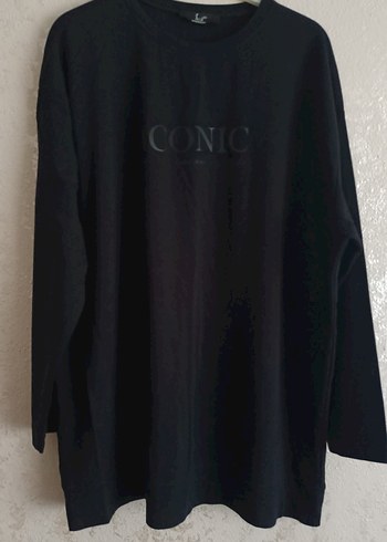 Siyah Baskılı Pamuklu Kadın Sweatshirt